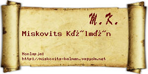 Miskovits Kálmán névjegykártya